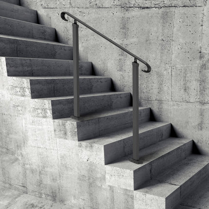 VEVOR Balustrade Trap Trapleuning Smeedijzeren Leuning 1 tot 2 Treden Armsteun Antislip Handgreep Zwart Stappen Trap Leuning Windtrap Leuning