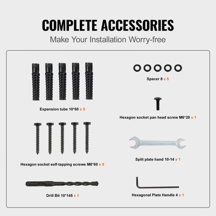 VEVOR Balustrade Trap Trapleuning IJzeren balustrade voor trappen 2 treden ijzeren balustrade voor buitentrappen