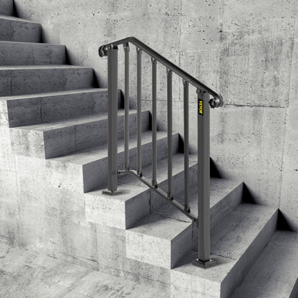 VEVOR Balustrade Trap Smeedijzeren Leuning 2-3 Treden Trap Leuning 37 cm Smeedijzeren Rail Afstand Tussen Palen 71 cm Outdoor Indoor Trapleuning