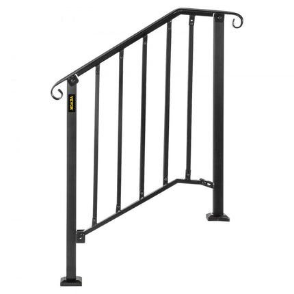 VEVOR Balustrade Trap Smeedijzeren Leuning 2-3 Treden Trap Leuning 37 cm Smeedijzeren Rail Afstand Tussen Palen 71 cm Outdoor Indoor Trapleuning