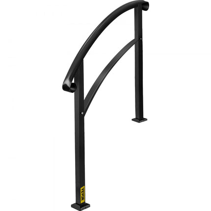 VEVOR 3-traps trapleuning voor buitentrappen, geschikt voor 1 of 3 treden, matzwart, ijzeren leuning met installatieset, buitentrapleuningen