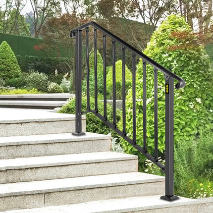 VEVOR Balustrade Trap Smeedijzeren Leuning 3-4 Treden Trap Leuning 66 cm Leuning Rail Afstand Tussen Palen 111,3 cm Outdoor Indoor Trapleuning