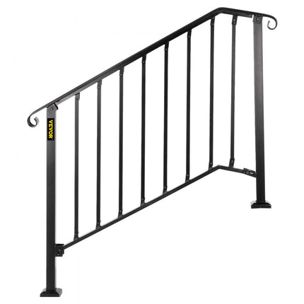VEVOR Balustrade Trap Smeedijzeren Leuning 3-4 Treden Trap Leuning 66 cm Leuning Rail Afstand Tussen Palen 111,3 cm Outdoor Indoor Trapleuning