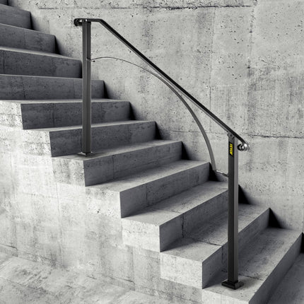 VEVOR Balustrade Trap Trapleuning Smeedijzeren Leuning Zwart Trap Leuning 4-5 Stappen Leuning Rail Zolderleuning Armleuning Binnen- en Buitenomheining