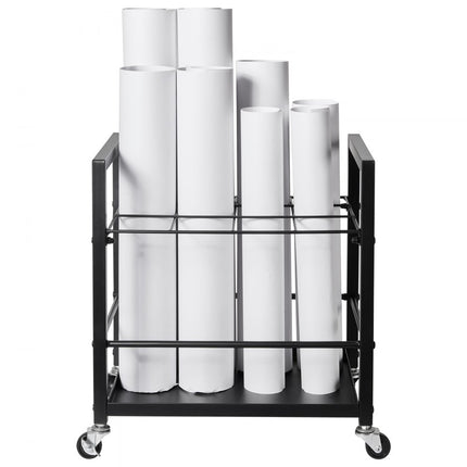 VEVOR Blueprint opbergrek 12 sleuven mobiele rolmaphouder