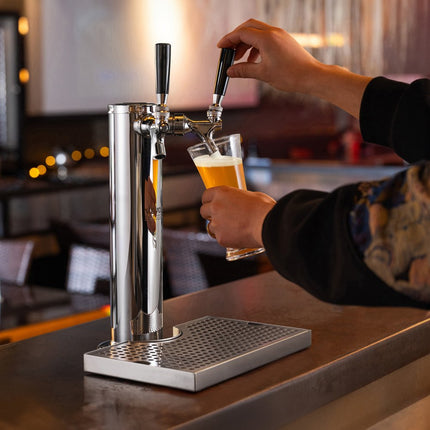 VEVOR Kegerator Tower Kit, bierombouwset met 2 kranen, roestvrijstalen biertorendispenser met dubbele meter W21.8 regelaar en S-systeem kegkoppeling, bierlekbak voor thuisfeesten