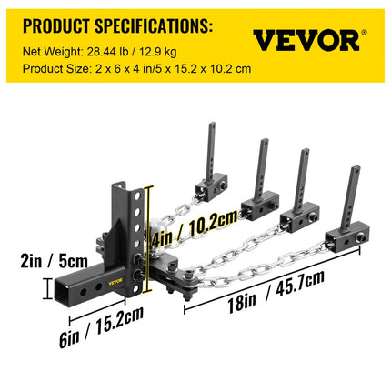 VEVOR Trekhaak Trekhaakdrager Driehoek45,7cm Kettinglengte 10,2 cm Vallen/Opstaan