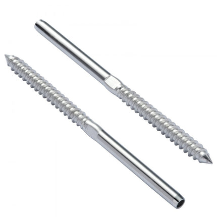 VEVOR 102 stuks kabelrailpersklemmen met schroefdraadbouten en spanuiteinde voor 1/8" kabelrailing, T316 roestvrij staal, kabelrailspanner 1/8" voor houten/metalen palen, zilver