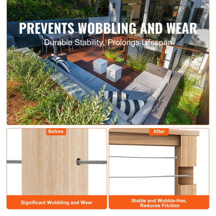 VEVOR 122-pack kabelrailing verzonken draadbout spanuiteinde voor 1/8" dekkabelrailing, T316 roestvrij staal, kabelrailspanner 1/8" voor houten/metalen palen, zilver