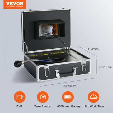 VEVOR professionele 7 480p leidingcamera 30m Riool Camera Endoscoop Camera 1000TVL Inspectie Camera 130° kijkhoek 25mm camera diameter 4500 mAh