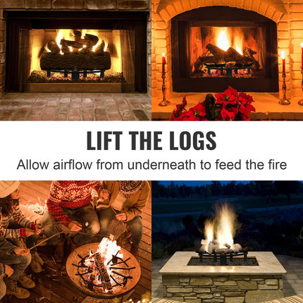 VEVOR Houten rooster, 27" zwaar uitgevoerd wielvuurrooster met 6 steunpoten, massieve gepoedercoate stalen staven, brandhouthouder voor houtkachel en buitencampingvuurplaats