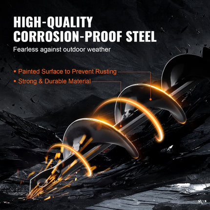 VEVOR tuinvijzel φ38x420mm grondboor voor elektrische boormachine PCM stalen paalvijzel Geschikt voor 3/8 "(9,53 mm) zeskantboorschroevendraaier spiraalboor Ideaal voor planten, installeren van hekken en tenten