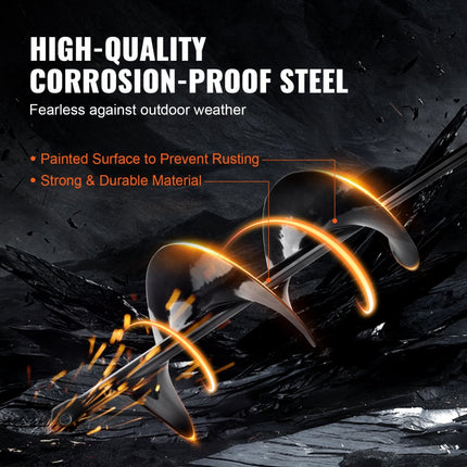 VEVOR tuinvijzel φ47x400m en φ97x400mm grondboor voor elektrische boor PCM stalen paalvijzel geschikt voor 3/8"(9,53mm) zeskantboormachine draaivijzel aardegatboor voor het planten en mengen van zaden