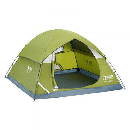 VEVOR kampeertent 3-persoons pop-up tent 214 x 214 x 122 cm koepeltentzeil van 190T Dacron + 150D Oxford-frame van 7,62 mm glasvezel trekkingtent festivaltent groen ideaal voor campingfestivals