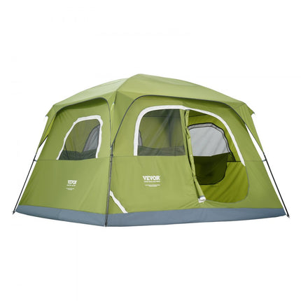 VEVOR kampeertent 6 personen pop-up tent 305x275x200cm koepeltentzeil gemaakt van 190T Dacron + 150D Oxford frame gemaakt van Q235 + glasvezel trekkingtent festivaltent tent met twee deuren en drie ramen groen