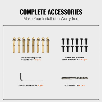 VEVOR Balustrade Trap Leuning Aluminium Trapleuning Aluminium Zwart Trapleuning 48 x 35,5