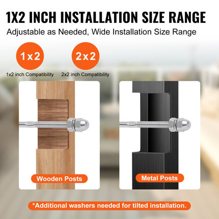 VEVOR 61-pack kabelrailing verzonken draadbout spanning eindklem voor 1/8" dekkabelrailing, T316 roestvrij staal, kabelrailspanner 1/8" voor houten/metalen palen, zilver