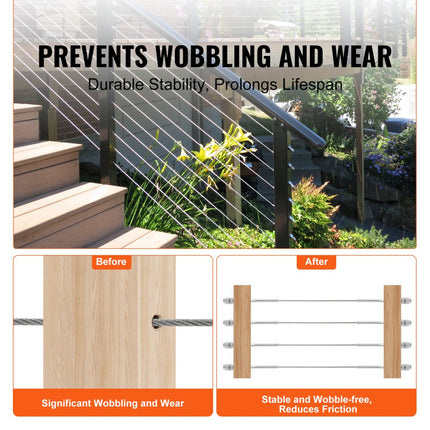 VEVOR 61-pack kabelrailing verzonken draadbout spanning eindklem voor 1/8" dekkabelrailing, T316 roestvrij staal, kabelrailspanner 1/8" voor houten/metalen palen, zilver