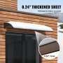 VEVOR voordeurluifel 965 x 2975 mm dakbedekking UF50+ PC zonweringsfolie voordeurluifel PC plaat + ABS beugel + aluminium connector bureauluifel UV-bestendig voordeurdak bureauboogluifel