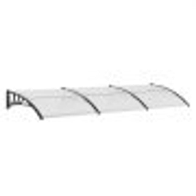 VEVOR voordeurluifel 965 x 2975 mm dakbedekking UF50+ PC zonweringsfolie voordeurluifel PC plaat + ABS beugel + aluminium connector bureauluifel UV-bestendig voordeurdak bureauboogluifel