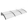 VEVOR voordeurluifel 965 x 2975 mm dakbedekking UF50+ PC zonweringsfolie voordeurluifel PC plaat + ABS beugel + aluminium connector bureauluifel UV-bestendig voordeurdak bureauboogluifel
