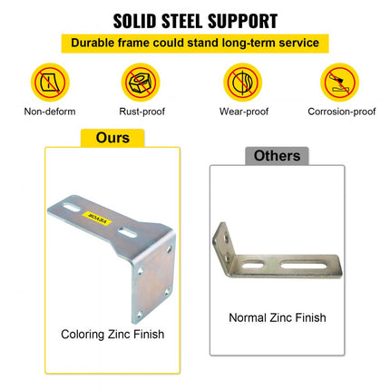 VEVOR 3" zwarte nylon verzinkte schuifpoortrolgeleider met L-vormige beugel en verstelbare bouten Ondersteuningsconstructie - Pak van 2