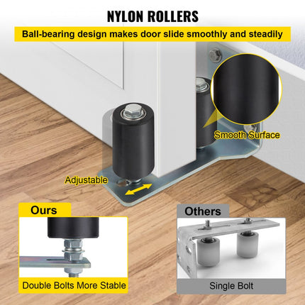 VEVOR 3" zwarte nylon verzinkte schuifpoortrolgeleider met L-vormige beugel en verstelbare bouten Ondersteuningsconstructie - Pak van 2