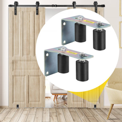 VEVOR 3" zwarte nylon verzinkte schuifpoortrolgeleider met L-vormige beugel en verstelbare bouten Ondersteuningsconstructie - Pak van 2