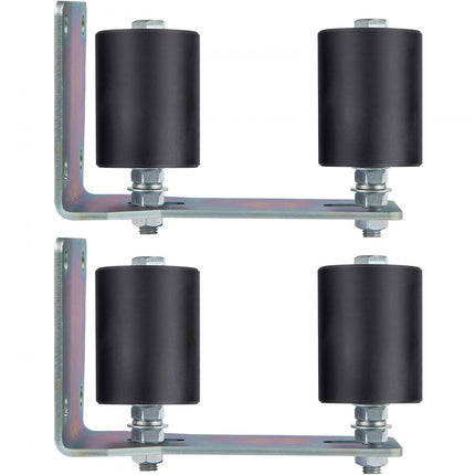 VEVOR 3" zwarte nylon verzinkte schuifpoortrolgeleider met L-vormige beugel en verstelbare bouten Ondersteuningsconstructie - Pak van 2