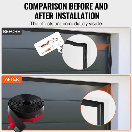 VEVOR afdichtstrips, weerbeschermingsstrips, garagedeuren, universeel 6,09 m