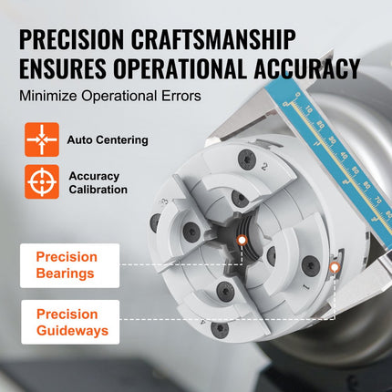 VEVOR KP96 klauwplaat 4-klauw φ96 mm klauwplaat gemaakt van 45 # klembereik 32-70 mm boorkop interne draad M33 x 3,5 TPI nauwkeurigheid uitlijning draaibank ≤0,3 mm draaibank klauwplaat