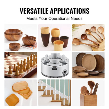 VEVOR KP96 klauwplaat 4-klauw φ96 mm klauwplaat gemaakt van 45 # klembereik 32-70 mm boorkop interne draad M33 x 3,5 TPI nauwkeurigheid uitlijning draaibank ≤0,3 mm draaibank klauwplaat