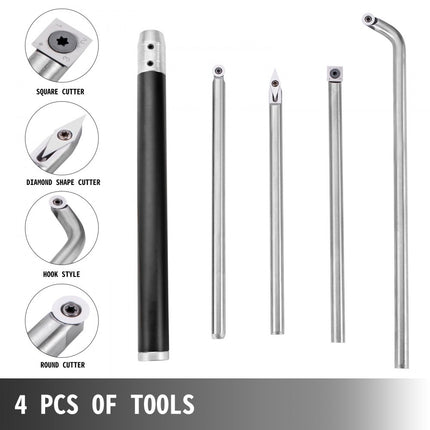 VEVOR Houtdraaigereedschap Draaibankbeitels 4-stuks Carbide Draaibank Gereedschap