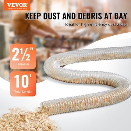 VEVOR stofafzuigslang flexibele PVC slang vacuümslang 63x3050mm