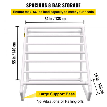 VEVOR handdoekenrek, handdoekenrek met 8 handdoekrails, vrijstaand, handdoekenrek voor spazwembaden, 138 x 138 x 140 cm, wit, draagvermogen 30 kg, PVC handdoekenrek met 8 handdoekklemmen en 1 haak