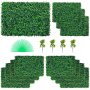 VEVOR Kunstmatig Buxus Hegpaneel, 12 Stuks, 61 x 40,6 cm, Kunstmatige Heggen, Kunstmatige Buxusomheining, Nep Klimop UV Realistisch Effect Groene Plastic Decoratie Voor Tuinen en Werven, 4 cm Dikte