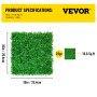 VEVOR Kunstmatig Buxus Hegpaneel, 24 Stuks, 25,4 x 25,4 cm, Kunstmatige Heggen, Kunstmatige Buxusomheining, Nep Klimop Realistisch Effect Groene Plastic Decoratie Voor Tuinen en Werven, 4 cm Dikte
