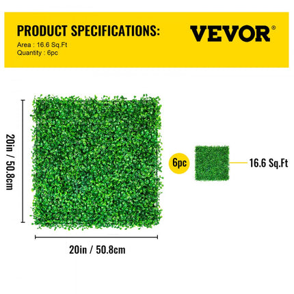 Vevor Kunstmatige Buxus Heggen Panelen 6 Stuks 50,8x50,8cm Kunstmatig Hegpaneel