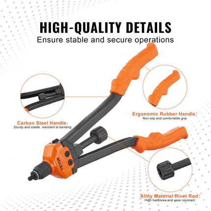 VEVOR klinkmoertangenset blindklinkmoertang 410 mm, klinknageltang 13 sets moeren en doornen, klinkmoergereedschap M3 M4 M5 M6 M8 M10 M12 professionele handklinknageltang, klinkmachine draadklinknagels