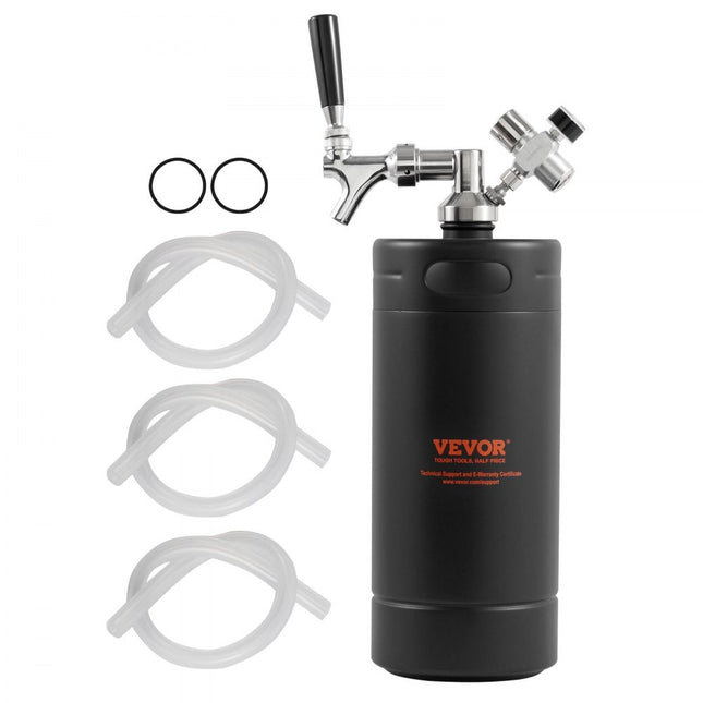 VEVOR Mini Biervat Bierdispenser 4L Druk Growler Zwart Huishouden Camping