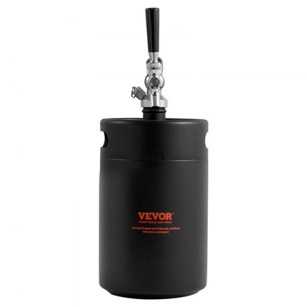 VEVOR Mini Biervat Bierdispenser 5L Druk Growler Zwart Huishouden Camping