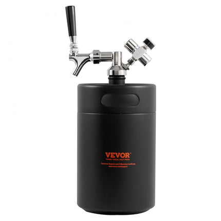 VEVOR Mini Biervat Bierdispenser 5L Druk Growler Zwart Huishouden Camping