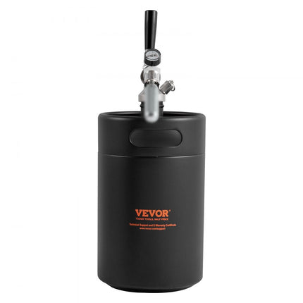 VEVOR Mini Biervat Bierdispenser 5L Druk Growler Zwart Huishouden Camping