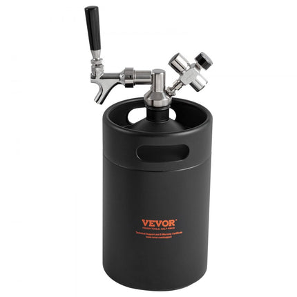 VEVOR Mini Biervat Bierdispenser 5L Druk Growler Zwart Huishouden Camping