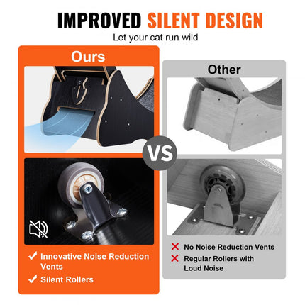 VEVOR Kattenloopwiel 1100x345x1170mm Kattenloopwiel gemaakt van berken- en populierenmultiplex Kattenwiel Geluidsarm Uitneembare binnenmat Kattenwiel Geschikt voor katten met een gewicht van 8 tot 11 kg