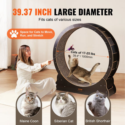 VEVOR Kattenloopwiel 1100x345x1170mm Kattenloopwiel gemaakt van berken- en populierenmultiplex Kattenwiel Geluidsarm Uitneembare binnenmat Kattenwiel Geschikt voor katten met een gewicht van 8 tot 11 kg