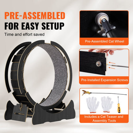 VEVOR Kattenloopwiel 1100x345x1170mm Kattenloopwiel gemaakt van berken- en populierenmultiplex Kattenwiel Geluidsarm Uitneembare binnenmat Kattenwiel Geschikt voor katten met een gewicht van 8 tot 11 kg