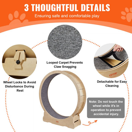 VEVOR Kattenloopwiel 1320x340x1415mm Kattenloopwiel gemaakt van berken- en populierenmultiplex Kattenwiel Geluidsarm Uitneembare binnenmat Kattenwiel Geschikt voor katten met een gewicht van 8 kg tot 14 kg