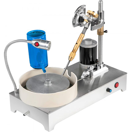 VEVOR Gem Faceting Machine Lapidaire Sieraden Polijstmachine Snelheid 1800 RPM, 120W Gem Facetten Machine 150mm, Gem Snijmachine met Afneembare Wateremmer, Rock Slijpen Polijstmachine voor Gem Jade