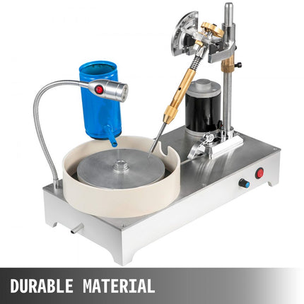 VEVOR Gem Faceting Machine Lapidaire Sieraden Polijstmachine Snelheid 1800 RPM, 120W Gem Facetten Machine 150mm, Gem Snijmachine met Afneembare Wateremmer, Rock Slijpen Polijstmachine voor Gem Jade